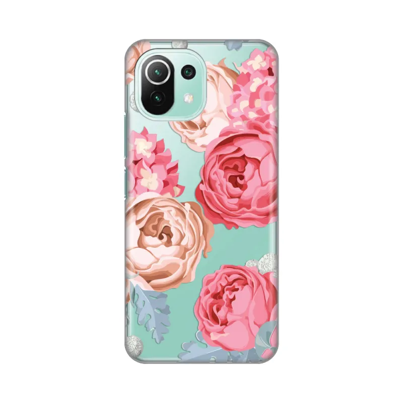 Maska za Xiaomi Mi 11 lite Silikonska Print Skin Pink Flowers
