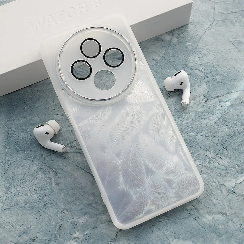 Maska za Xiaomi Redmi 14C/ A4 (2024) Glitter Feather bela