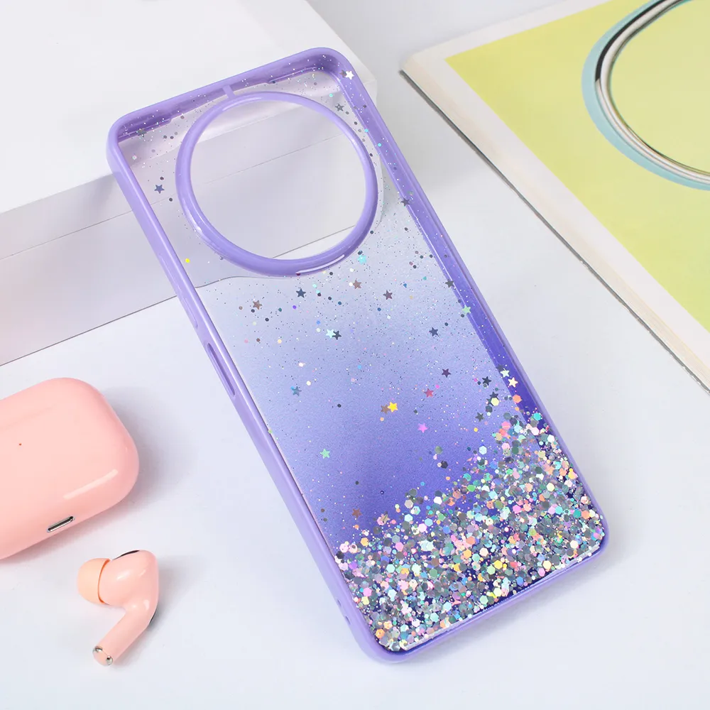 Maska za Xiaomi Redmi A3 Frame Glitter ljubičasta