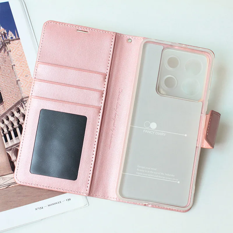 Maska za Xiaomi Redmi Note 13 Pro 5G (EU) na preklop Hanman Mill roze