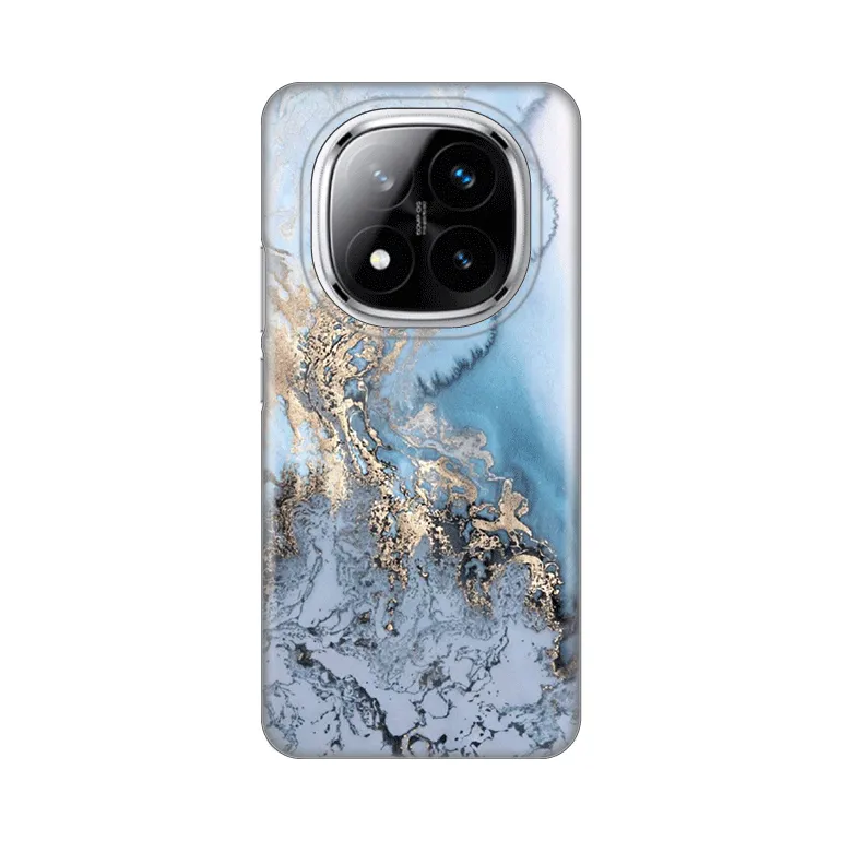 Maska za Xiaomi Redmi Note 14 Pro Plus (EU) Blue Gold Marble Silikonska Print