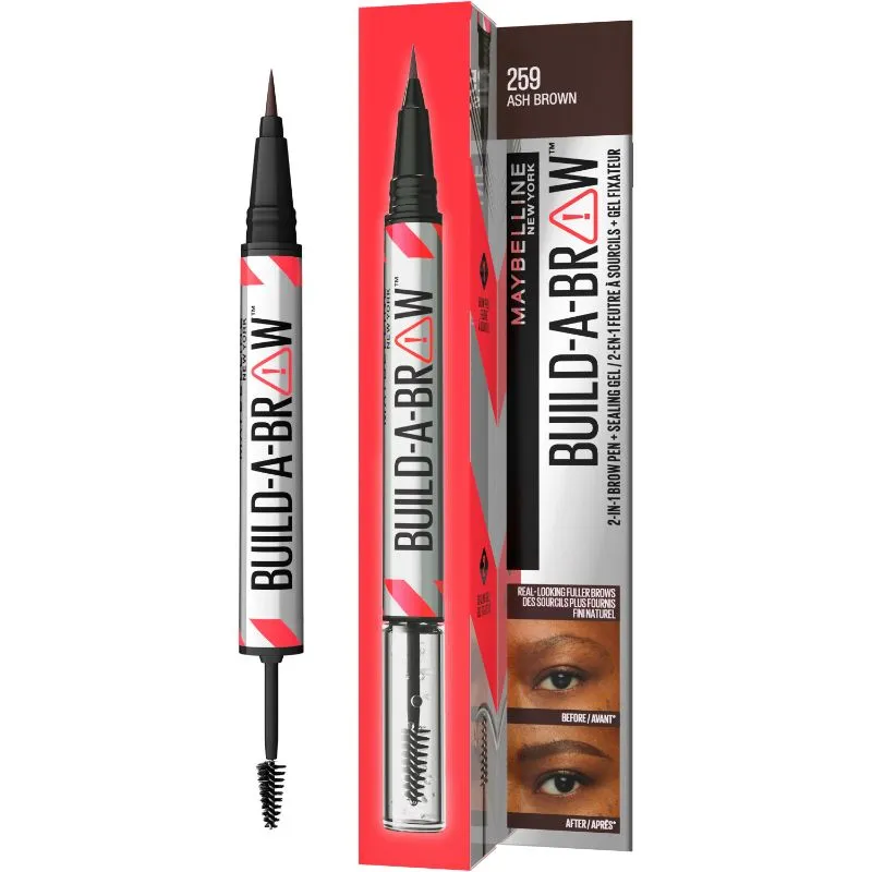 MAYBELLINE New York Build-A-Brow Olovka za obrve i gel za fiksiranje, 2u1, 259 ash brown