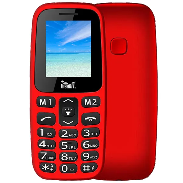 MeanIT Mobilni telefon, 1.77" ekran, Dual SIM, BT, SOS dugme - VETERAN I MOBILNI TELEFON-CRVENI
