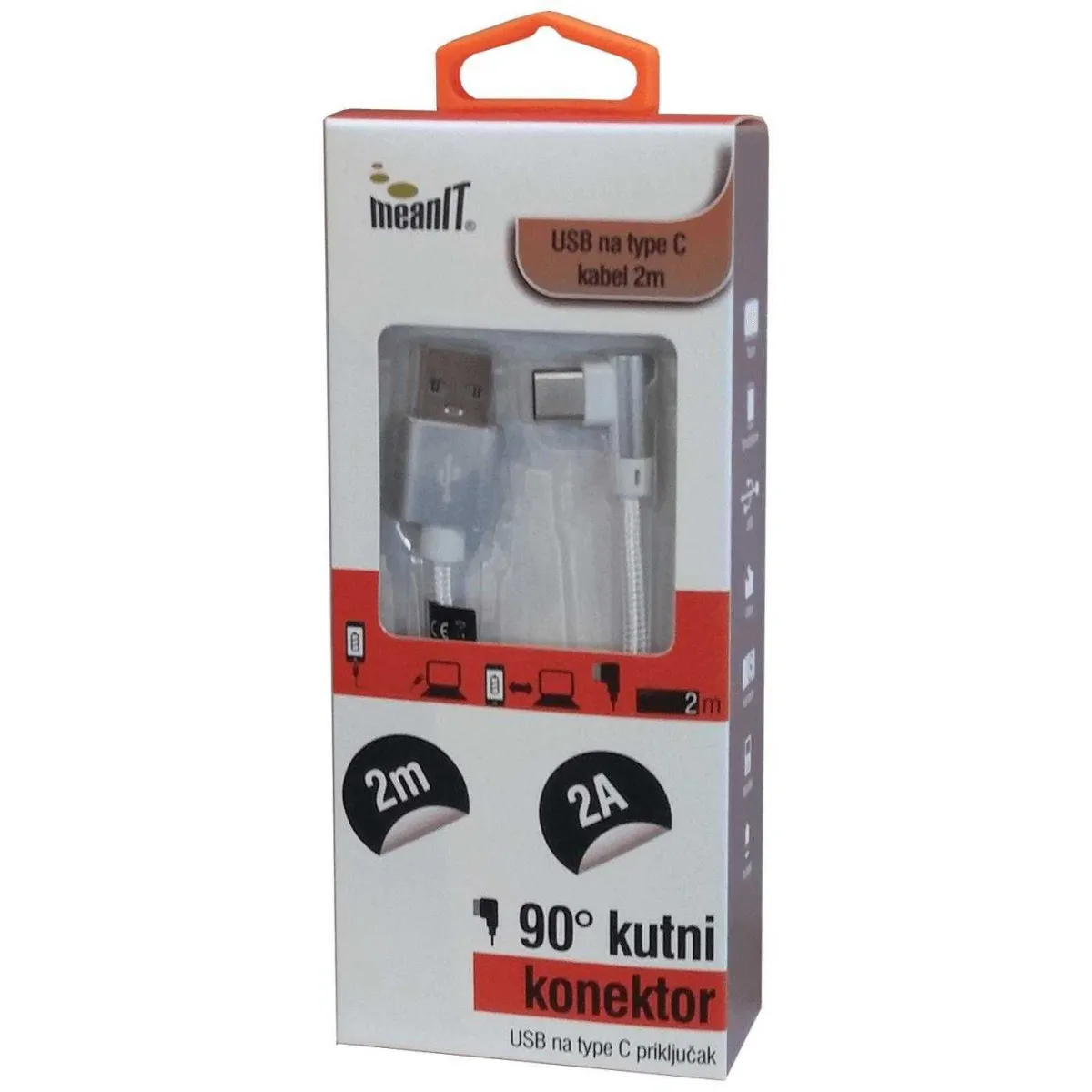 MEANIT USB kabl USB / USB C, 90°, 2A