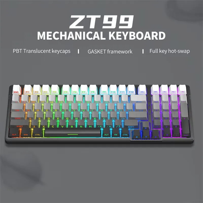 mehanička wireless tastatura ZIFRIEND ZT99 Pro sivo crna (sivi switch)