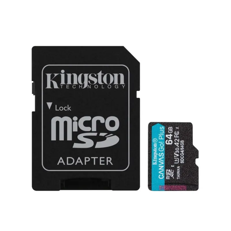 Micro SD kartica Kingston 64GB Canvas GO! Plus Class 10 UHS-I U1 V10 A1 Read up to 100MB/s w/SD adapter