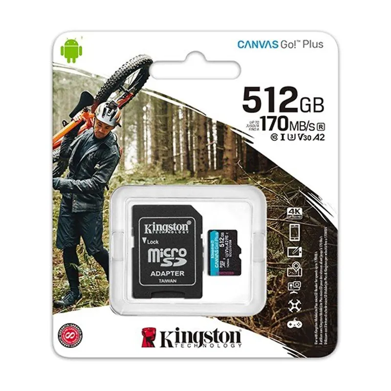 Micro SDHC kartica + adapter SDCG3/ 512GB Canvas Go! Plus Kingston HD 4K (170/ 90MBs)