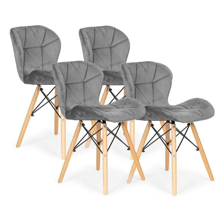MODERNHOME Ferra trpezarijske stolice set 4 kom velvet siva