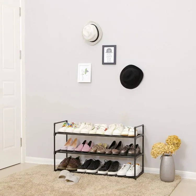 MODERNHOME Polica za obucu crna 3 nivoa