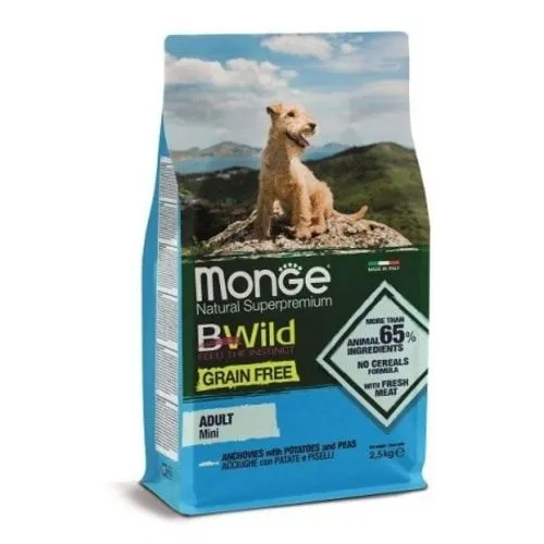 MONGE Hrana za pse Adult grain free inćun, grašak i krompir 2.5 kg