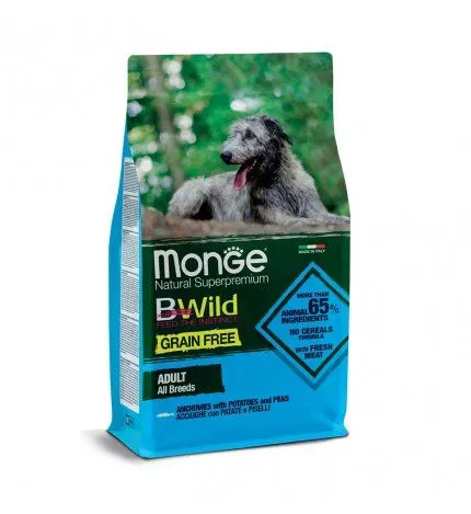 MONGE Hrana za pse BWild Grain Free Adult inćun, krompir i grašak 12kg
