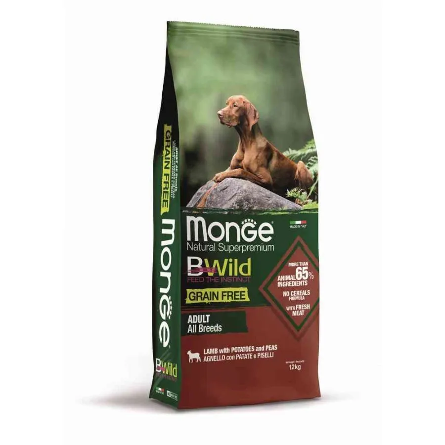 MONGE Hrana za pse BWild Grain Free Adult jagnjetina, krompir i grašak 12kg