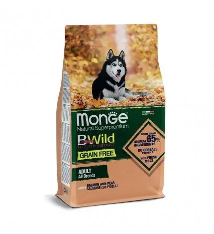 MONGE Hrana za pse BWild Grain Free Adult losos i grašak 12kg