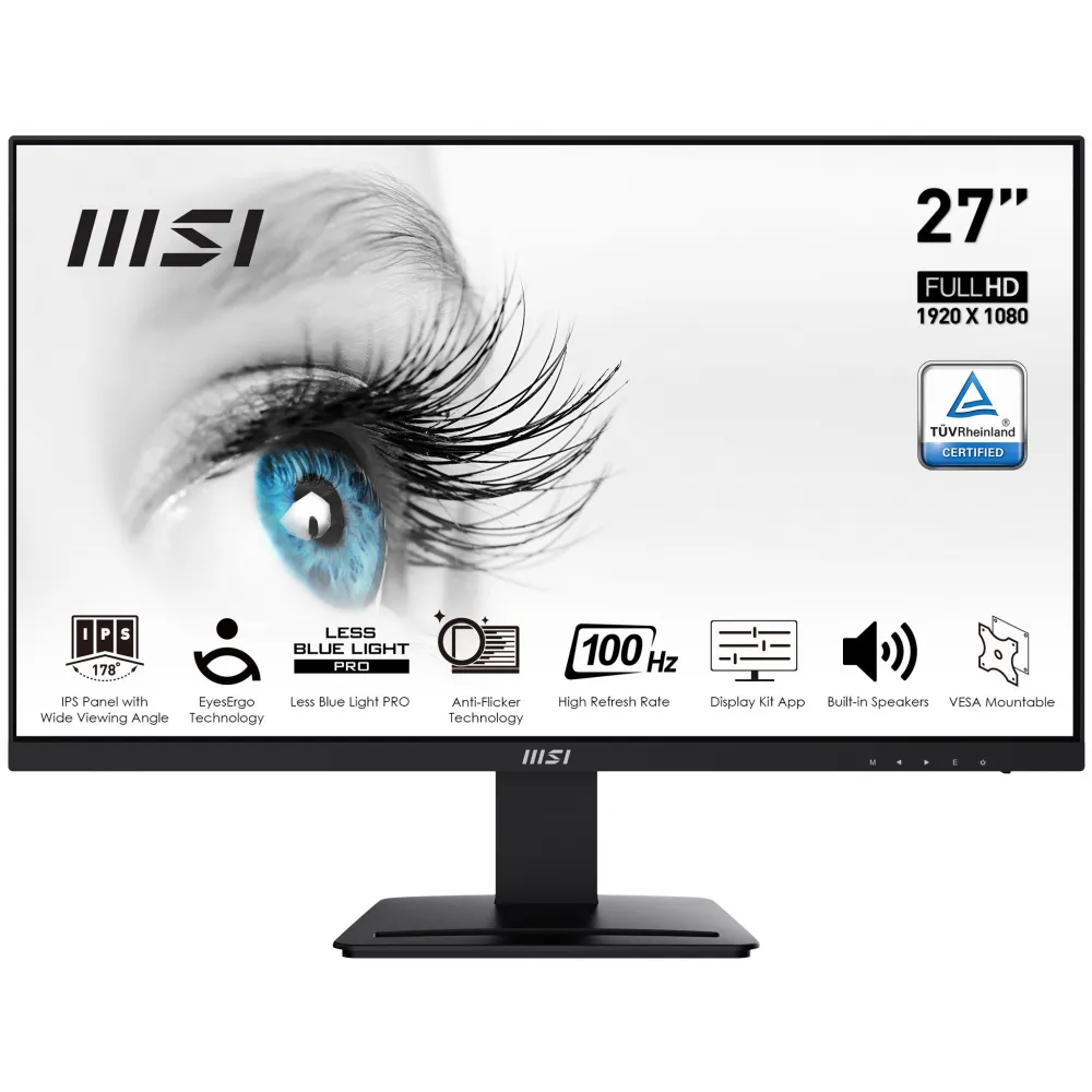 Monitor MSI 27/ MSI PRO MP273A/ Flat/ FHD/ IPS/ 100Hz/ 1ms MPRT/ HDMI / DP