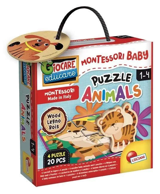 MONTESORI Drvene puzzle 4 modela -  Animals 96848 -20 delova