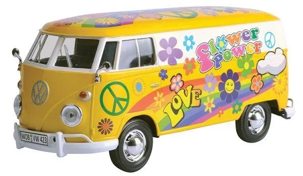 MOTOR MAX Metalni model kombija 1:24 Volkswagen Type 2 Flower power Hippie