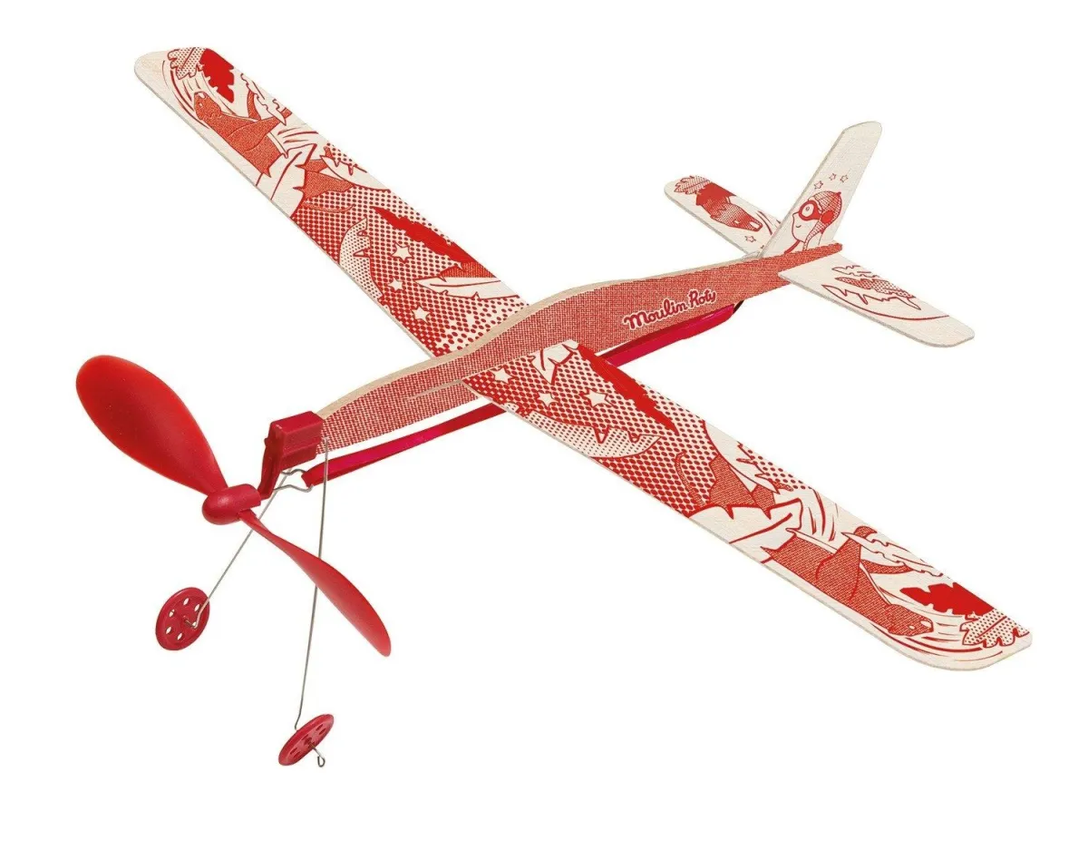 MOULIN ROTY Drvena igračka Avion, crvena