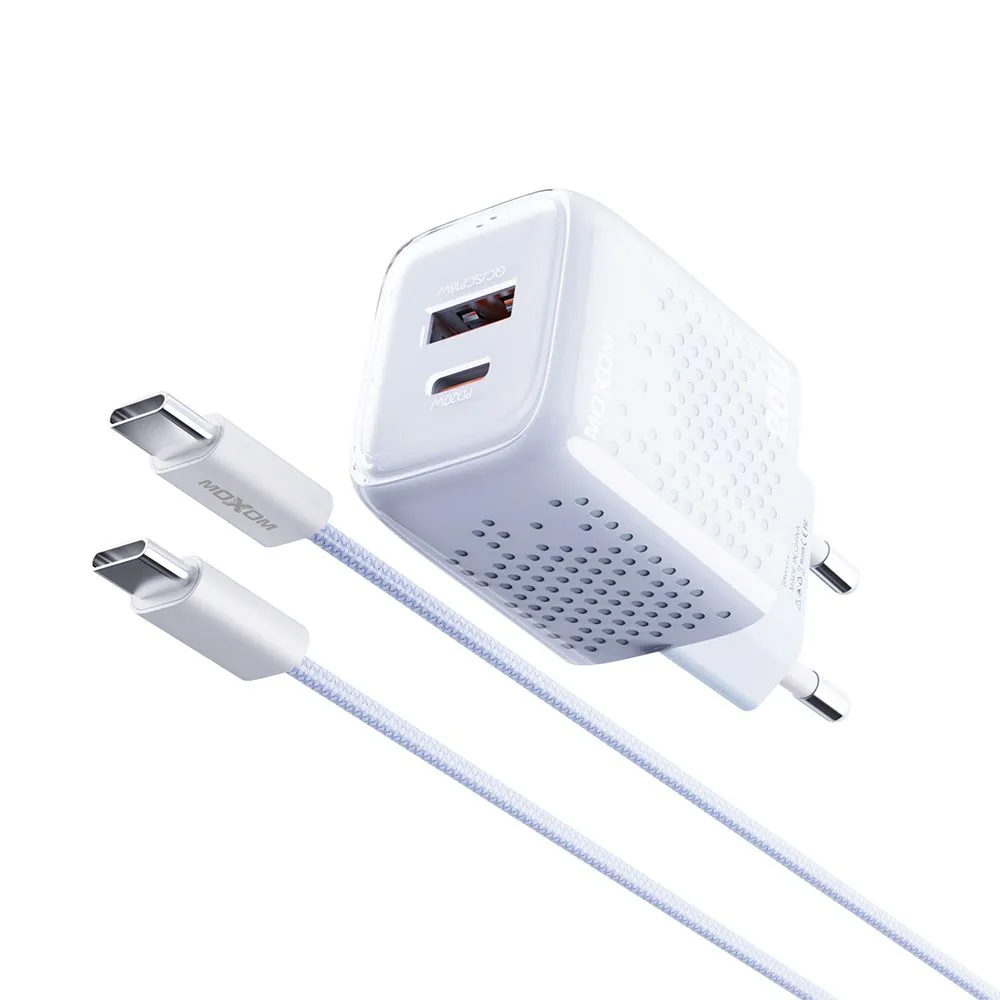 MOXOM Kućni punjač MX-HC206 18W FAST Type C na Type C/ plava
