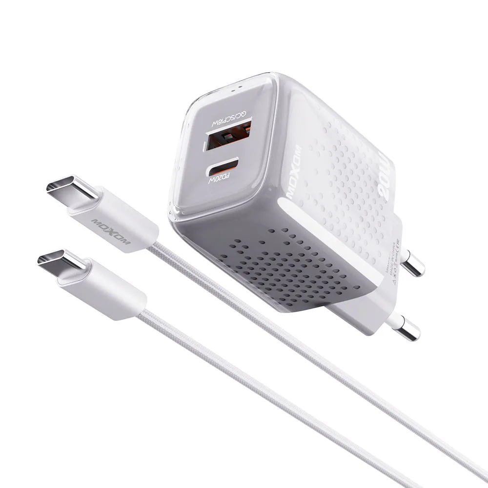MOXOM Kućni punjač MX-HC206 20W Type C na Type C/ bela