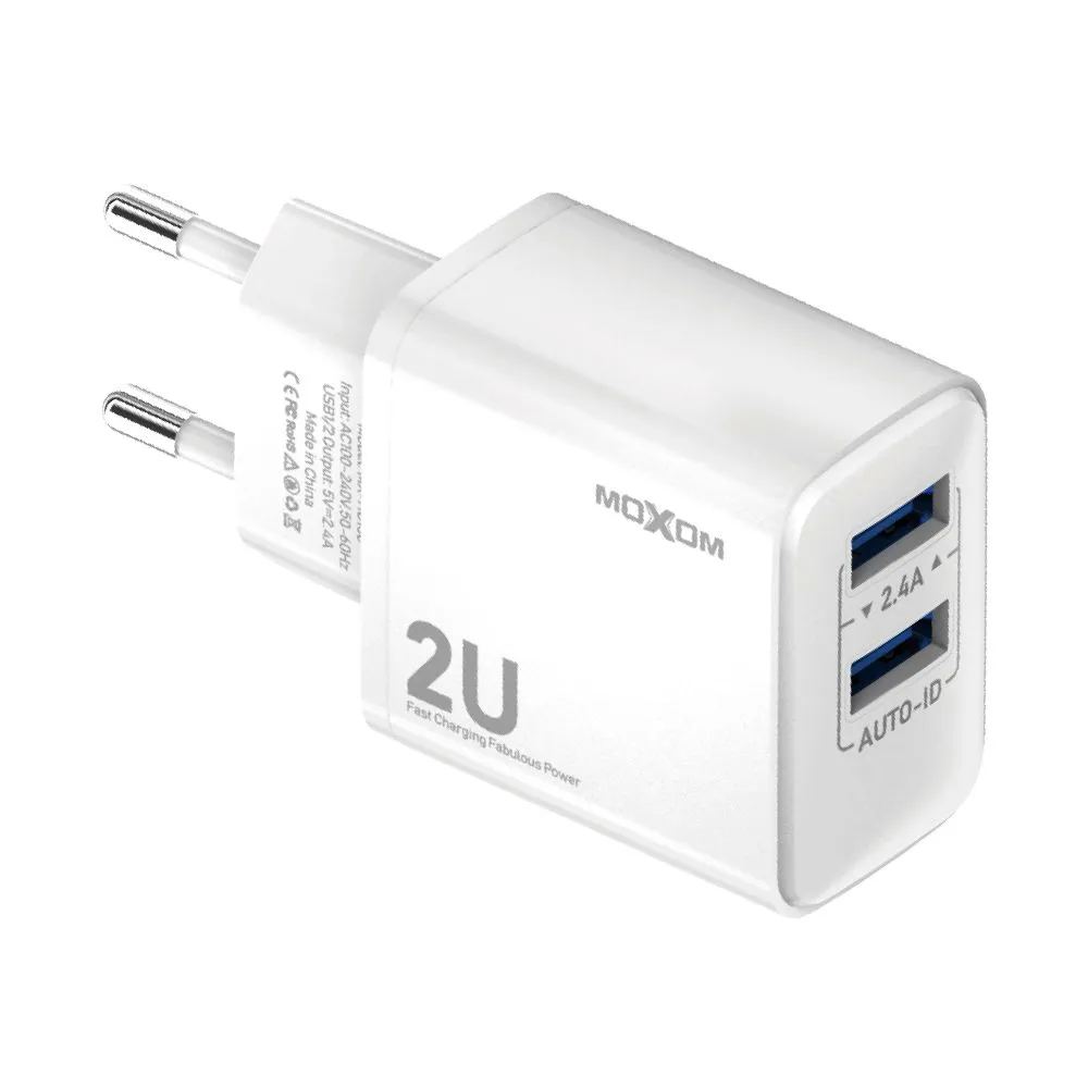 MOXOM Punjač MX-HC130 2.4A 2xUSB Micro, bela