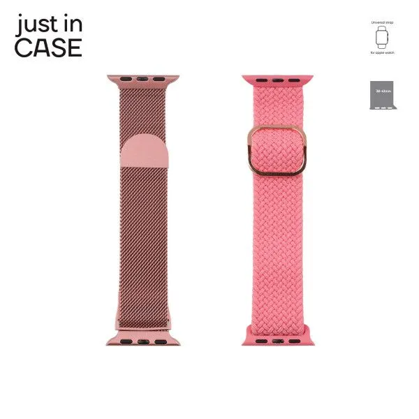 NARUKVICA 2in1, tekstil/metal, 38-41mm, roze