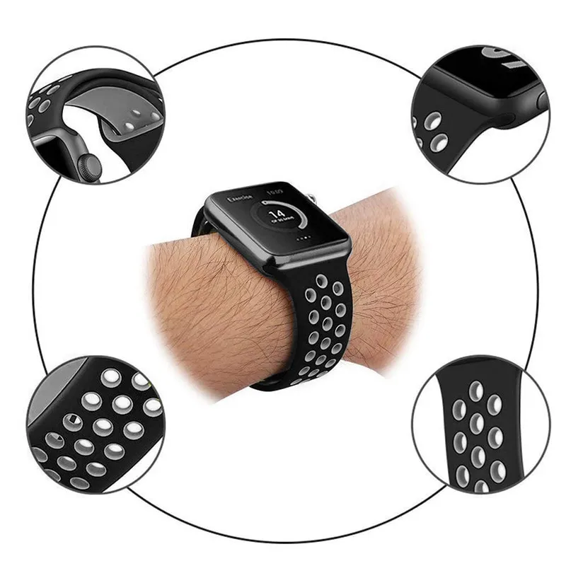 Narukvica za Apple Watch Sport Silicone Strap black grey S/ M 38/ 40/ 41 mm