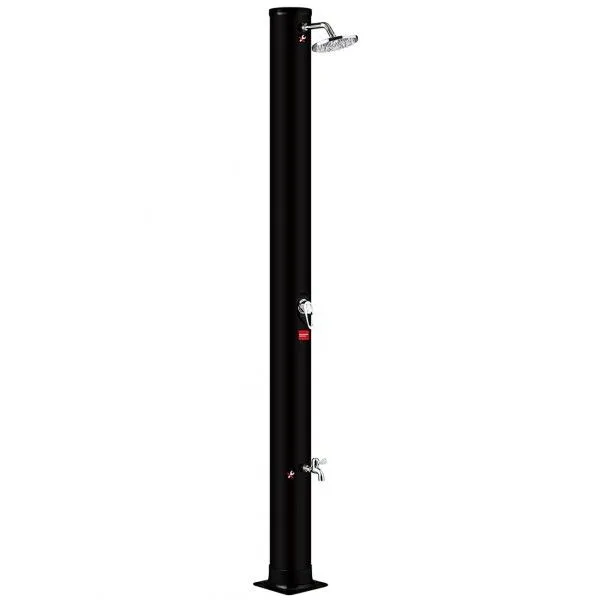 NERO Solarni tuš 40L crni ravni sa nožnom slavinom H=216cm