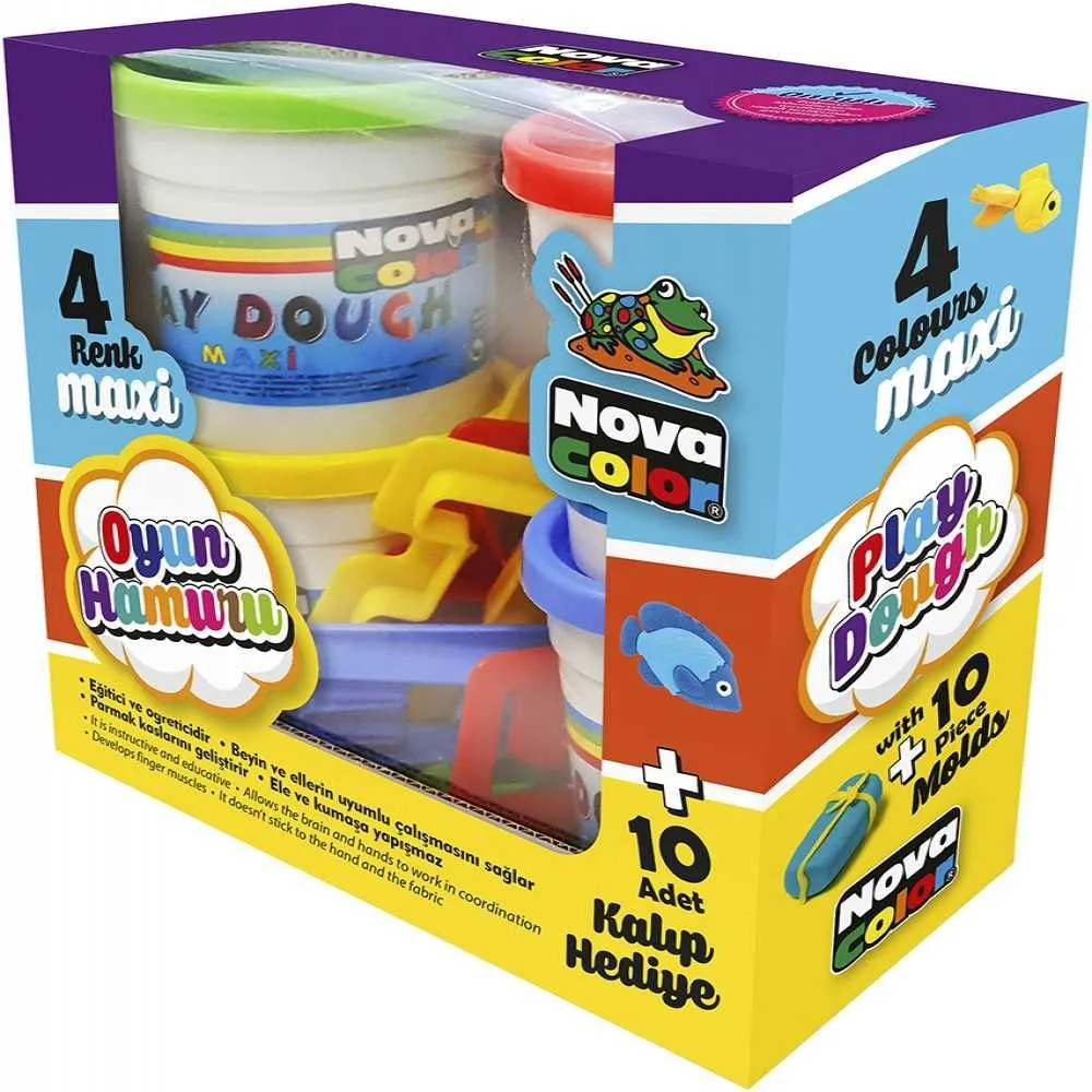 NOVA COLOR Maxi plastelin 4x130g + 10 modli