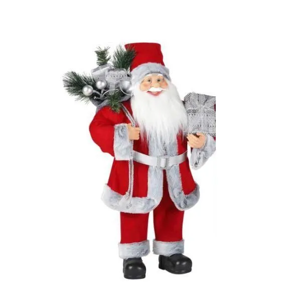 Novogodišnja figura Deda Mraz 60cm/ crvena/siva