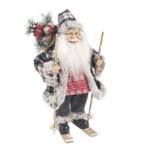 Novogodišnja figura Deda Mraz sa skijicama 40 cm 42-70204