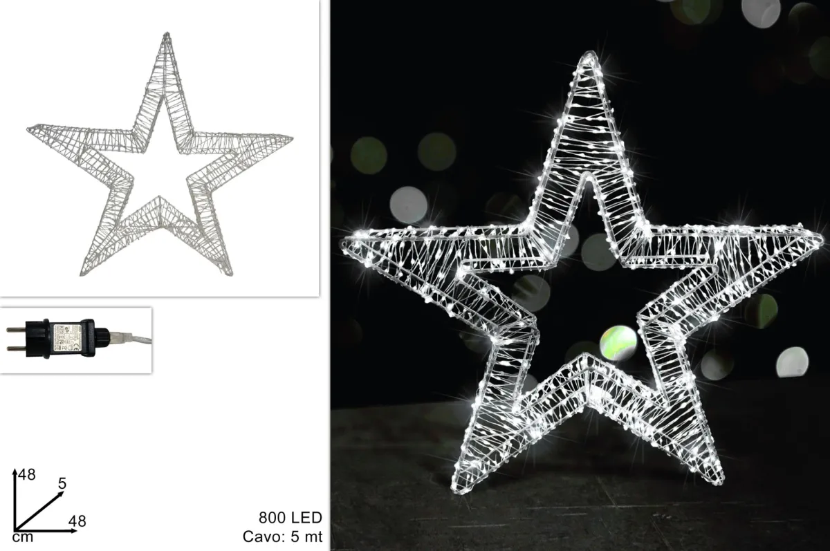 Novogodišnja svetleća LED zvezda 50cm sa 800 LED dioda hladno bele boje