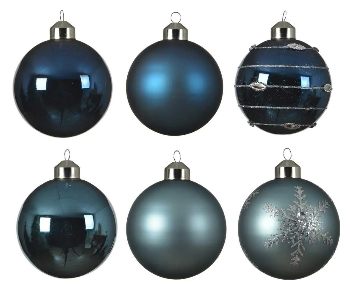 Novogodišnje kugle, Blue mix, set 1/6