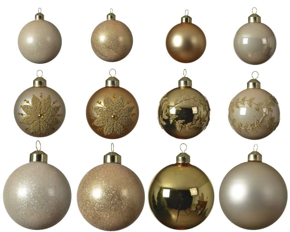 Novogodišnje kugle, Gold mix, set 1/12