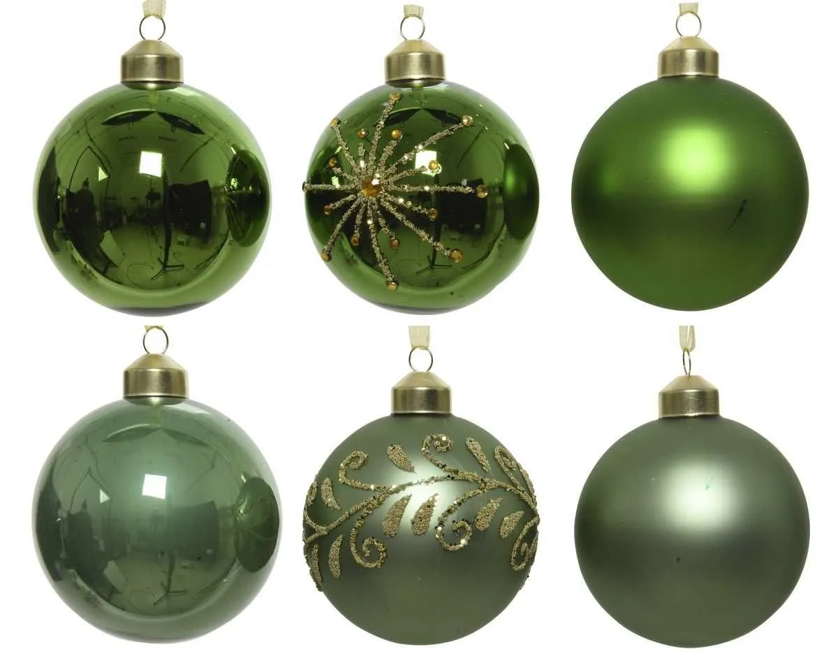 Novogodišnje kugle, Green mix, set 1/6
