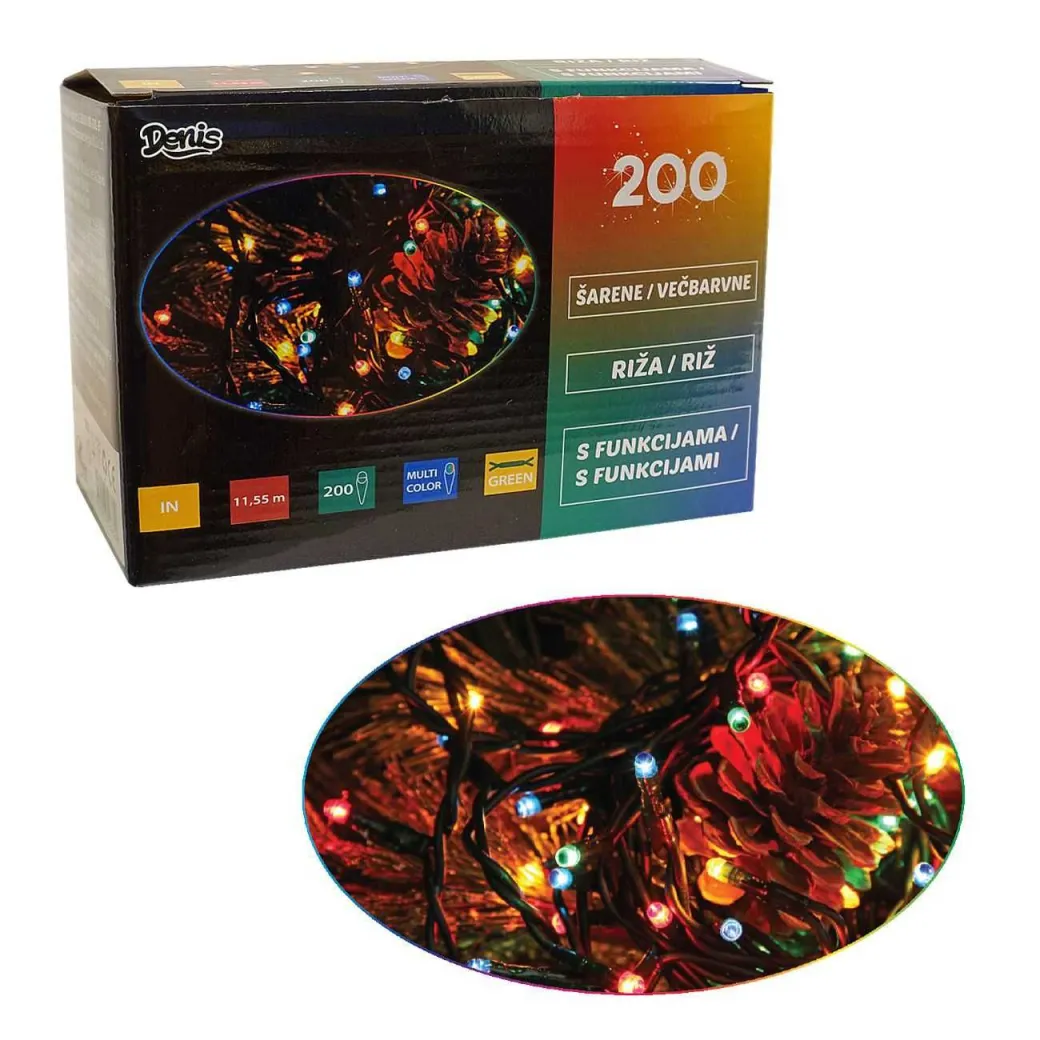 Novogodišnje lampice multikolor 200L/ 8 funkcija