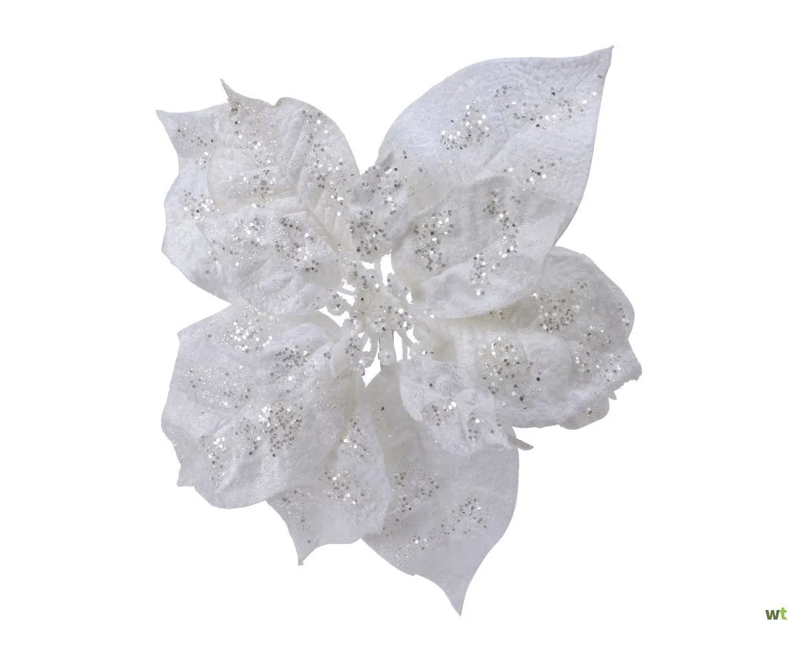 Novogodišnji Cvet ukrasni 16x16x7 cm white 629430