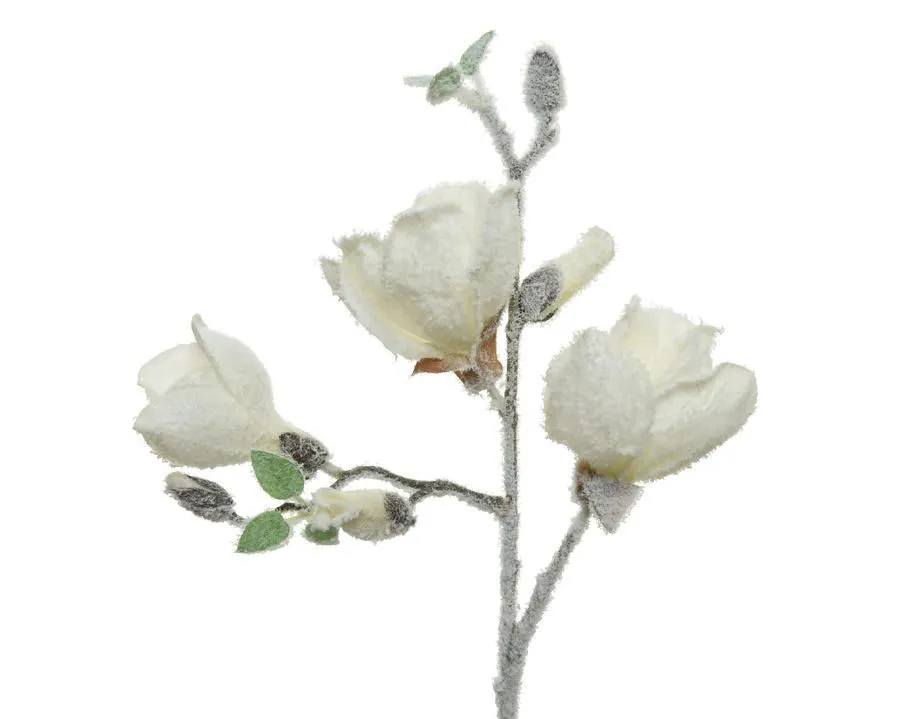 Novogodišnji Cvet ukrasni magnolia 26x12x50 cm white 220211
