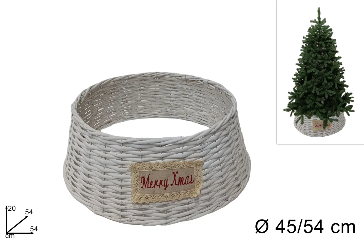 Novogodišnji korpa za jelku/ bela 45x20cm