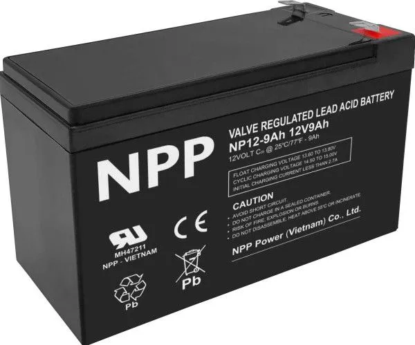 NPP NP12V-9Ah, AGM BATTERY, C20=9AH