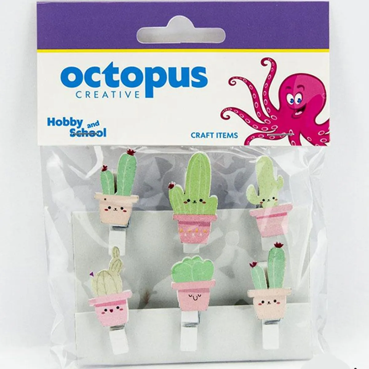 OCTOPUS Dekorativne štipaljke kaktus 4x2cm  6kom unl-1681