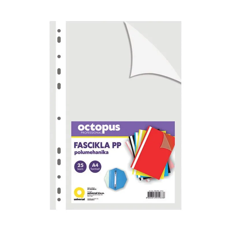 OCTOPUS Fascikla A4 polumehanika sa 11 rupa 25/1 bela  unl-1821