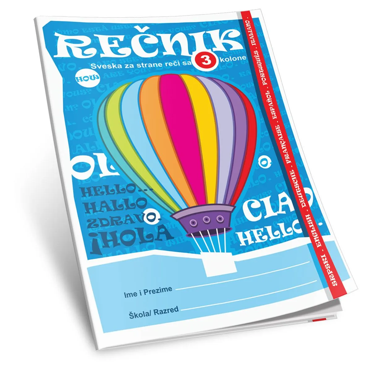 OCTOPUS Rečnik A6 3 kolone sveska za strane reči unl-0014