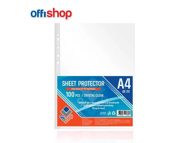 OFFISHOP Folija sa perforacijom A4 100mic Crystal Clear OF111
