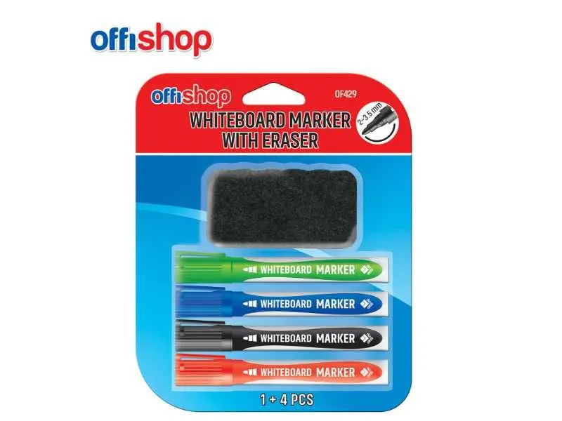 OFFISHOP Markeri za belu tablu set sa sunđerom 1/4 OF429