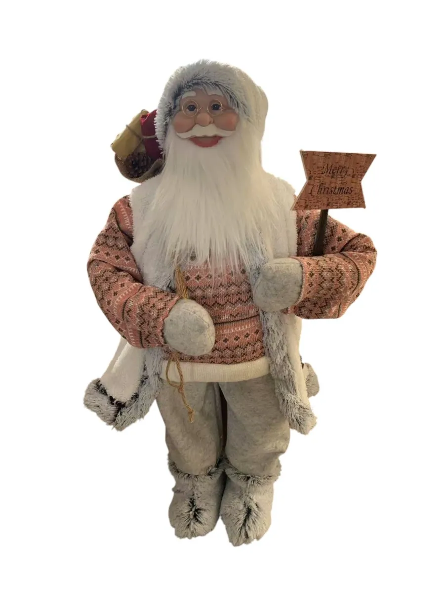 PANGRAF Novogodišnja figura Deda Mraz 100cm SZO20100/ roze/siva