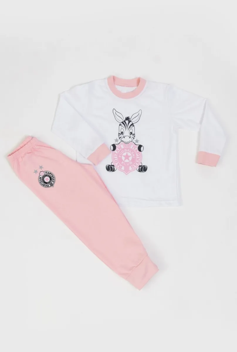 PARTIZAN Pidžama za devojčice Zebra, roze/bela