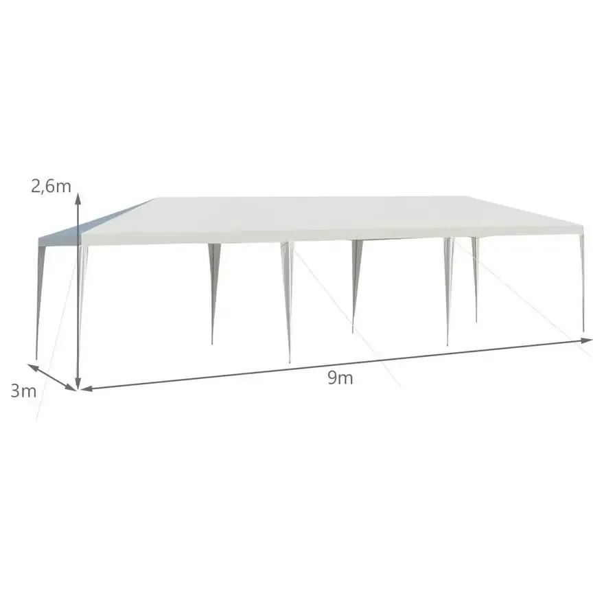 Paviljon za zabave 9x3m Beli bez stranica