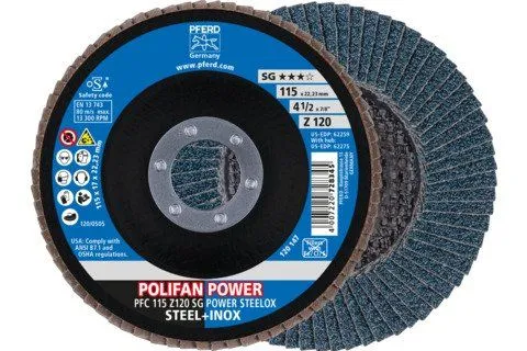 PFERD Polifan - lepezasti brsuni disk  SG perfomansi PFC 115 Z120 Power Steelox