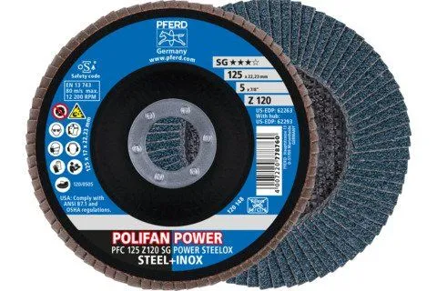 PFERD Polifan - lepezasti brsuni disk  SG perfomansi PFC 125 Z120 Power Steelox