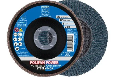 PFERD Polifan - lepezasti brsuni disk  SG perfomansi PFC 125 Z60 Power Steelox